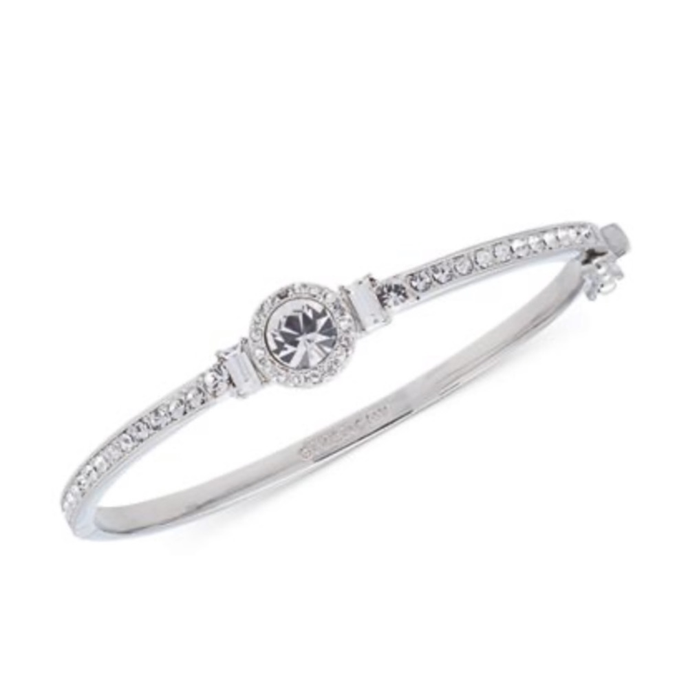 Givenchy Silver-Tone Round Crystal and Pavé Hinge